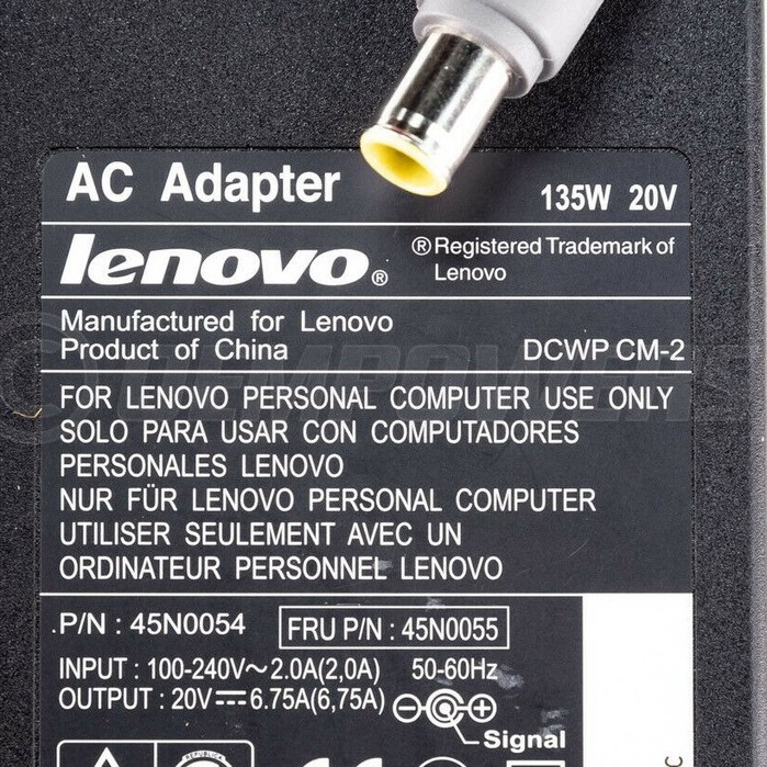 (ADAPTER) SẠC LAPTOP LENOVO 20V 6.75A (135W) (Tròn Kim)  kích thước đầu ghim sạc 7.9 x 5.5 mm