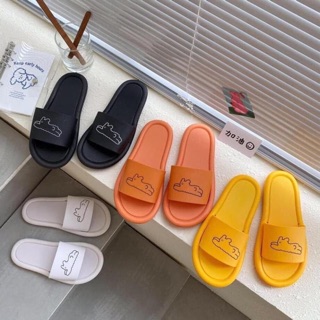Dép quai ngang cao su viền to, sticker Chó Nằm