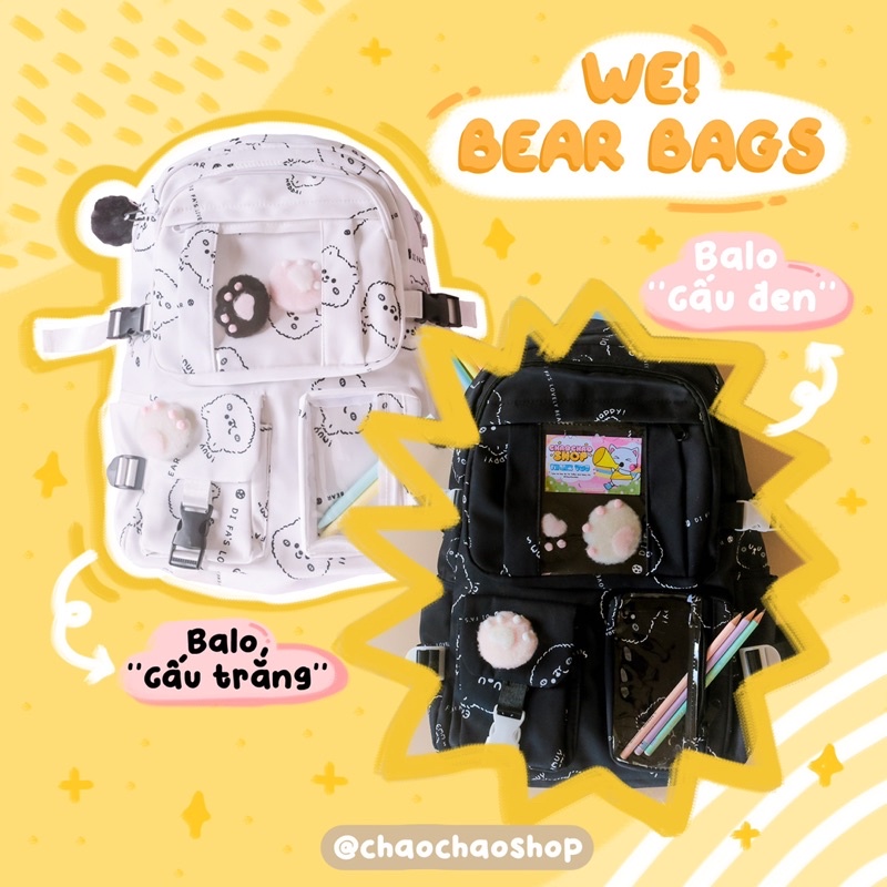 BALO BEARS BAG CHỐNG NƯỚC 🐻 SIÊU DỄ THƯƠNG FULL PHỤ KIỆN