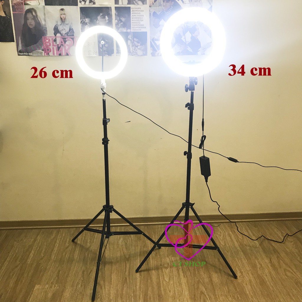 Bộ Đèn Led Livestream 26cm (Full chân Đỡ sắt &amp; kẹp điện thoại)