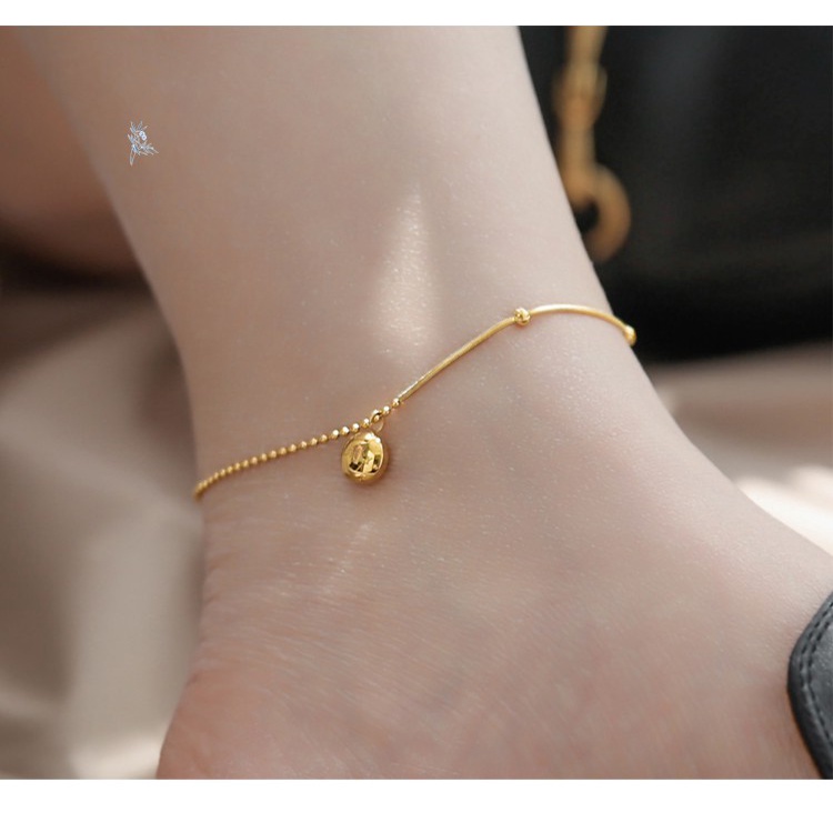 Lắc chân nữ titan bi dây mì lucky O1-403A - CAM KẾT KHÔNG GỈ, KHÔNG BAY MÀU - BẢO HÀNH 12 THÁNG