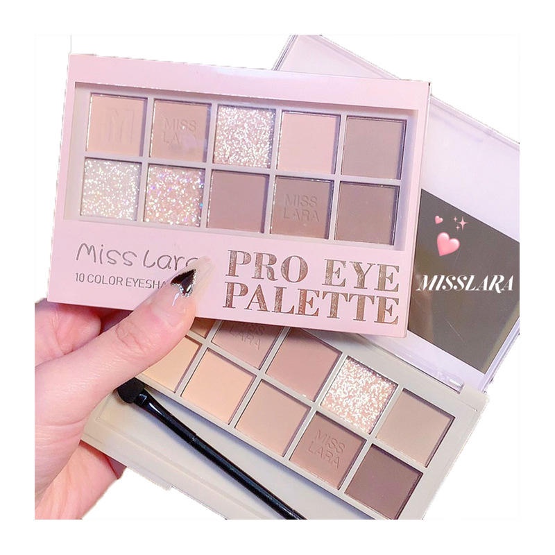 Bảng Phấn Mắt Miss lara 10 Màu Lì Và Ánh Ngọc Trai Kết Hợp Trang Điểm Lâu Trôi