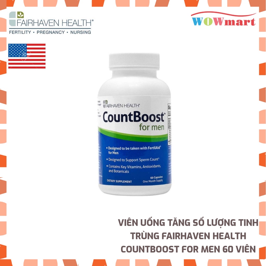 Viên uống tăng số lượng tinh trùng Fairhaven Health CountBoost For Men 60 viên