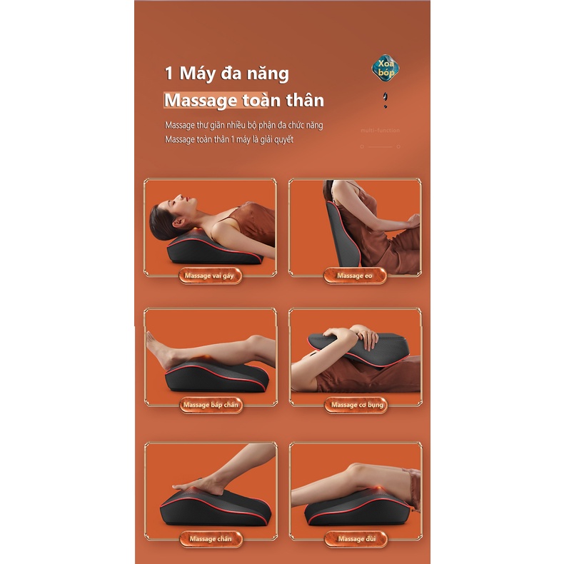 Gối Massage Lưng Cổ , Máy Mát Xa Lưng và Cổ Hồng Ngoại 5.0