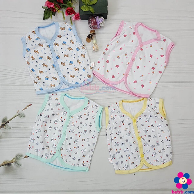 Áo gilê cotton 2 lớp cho bé, mẫu bình ti