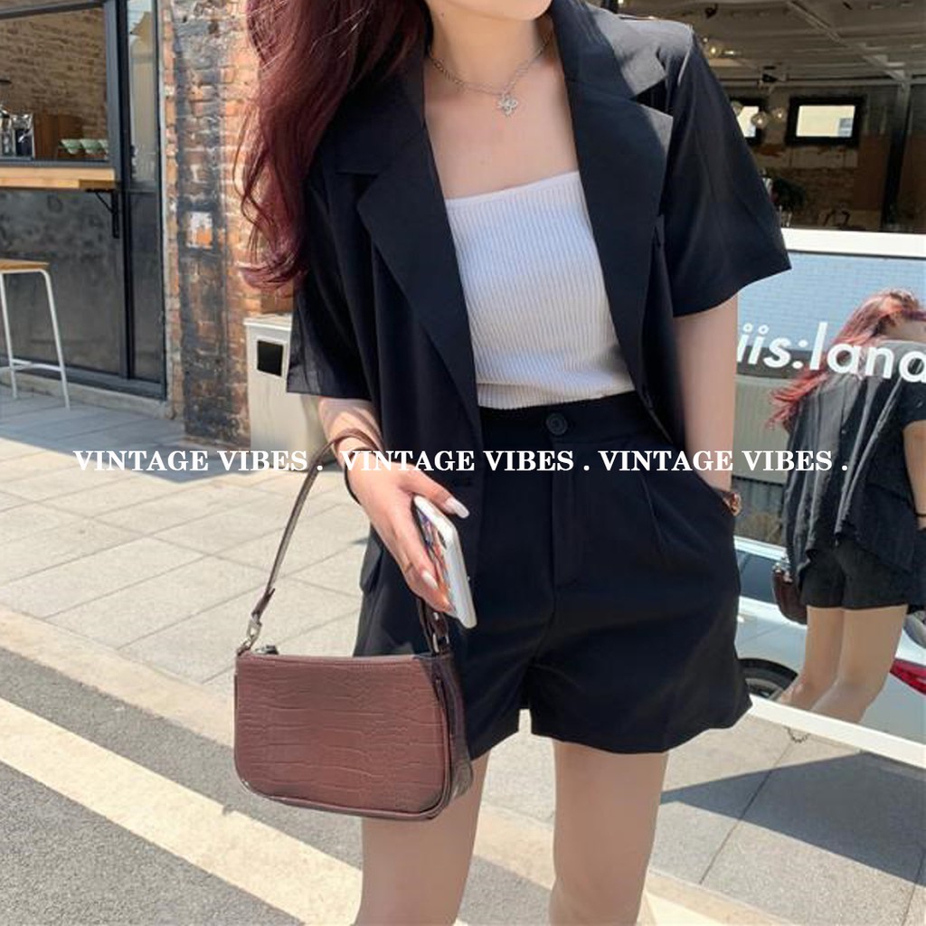 Set áo blazer vest tay lỡ kèm quần short - Ảnh thật cận chất 1000% | BigBuy360 - bigbuy360.vn