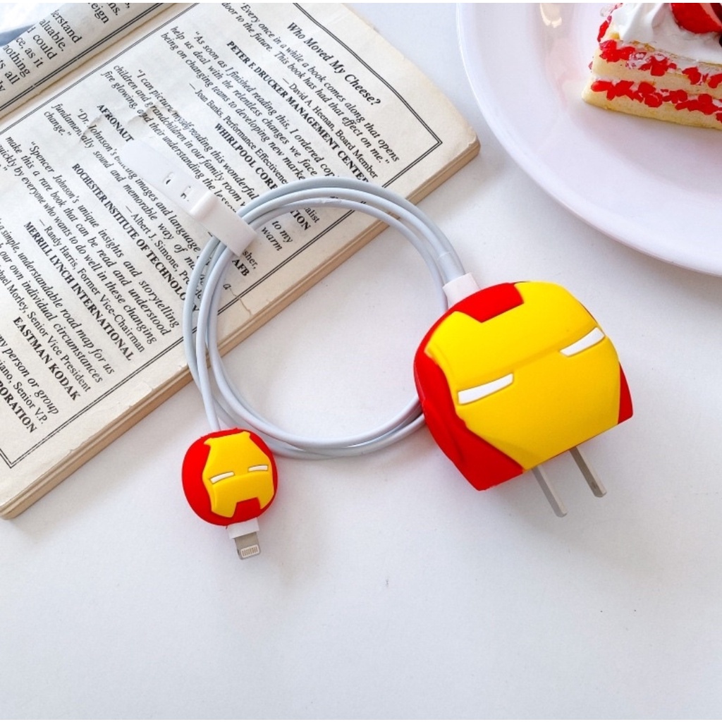 Bộ Phụ Kiện Bảo Vệ Cáp Và Củ Sạc Iphone 11-12-13-14 Bằng Silicon Hình Hoạt Họa  Siêu Dễ Thương