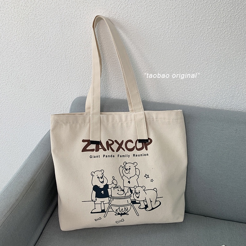 Túi Xách Canvas Sức Chứa Lớn Thiết Kế Đơn Giản Thời Trang Cho Nữ