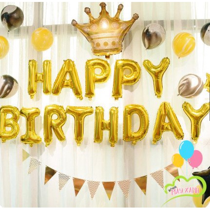 Bộ bóng chữ Happy Birthday 16inch~40cm- kèm dây treo