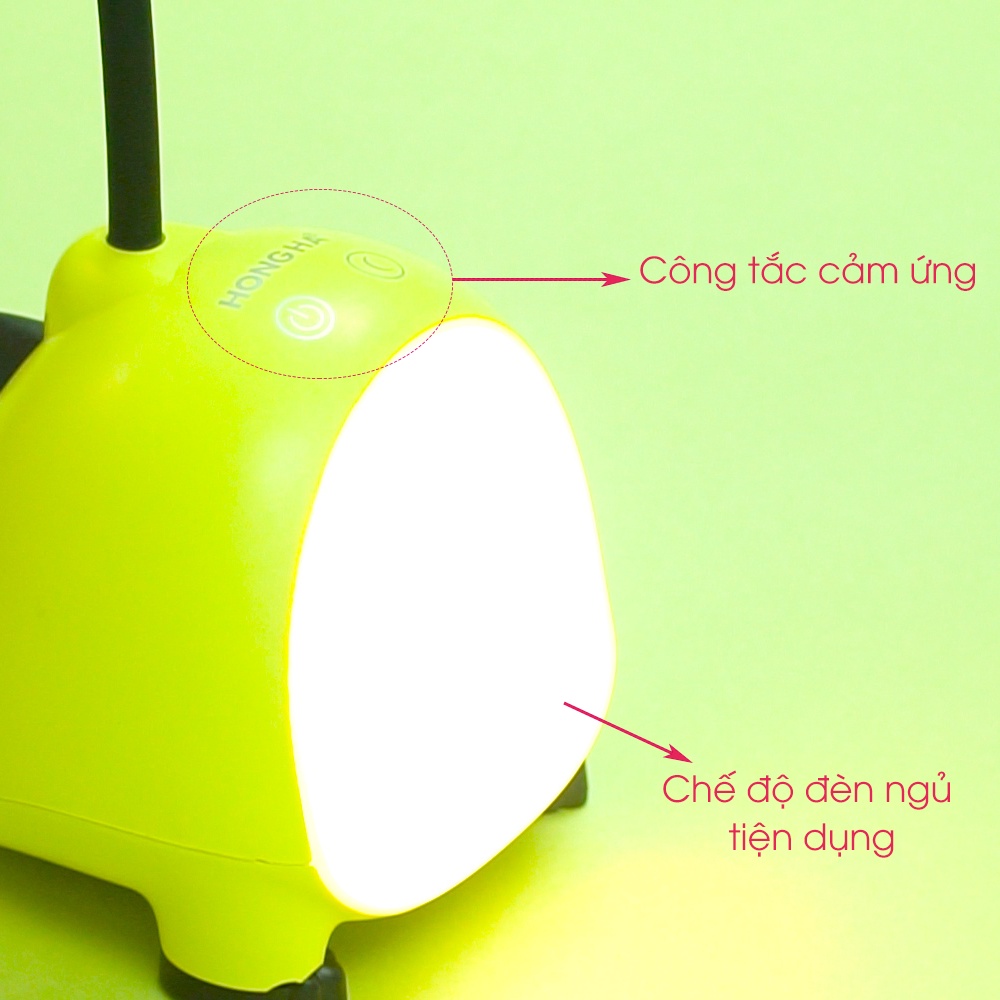 Đèn Học Tích Điện Chống Cận 3 Chế Độ Sáng Cảm Ứng Thông Minh Hình Khủng Long Hồng Hà - 3547