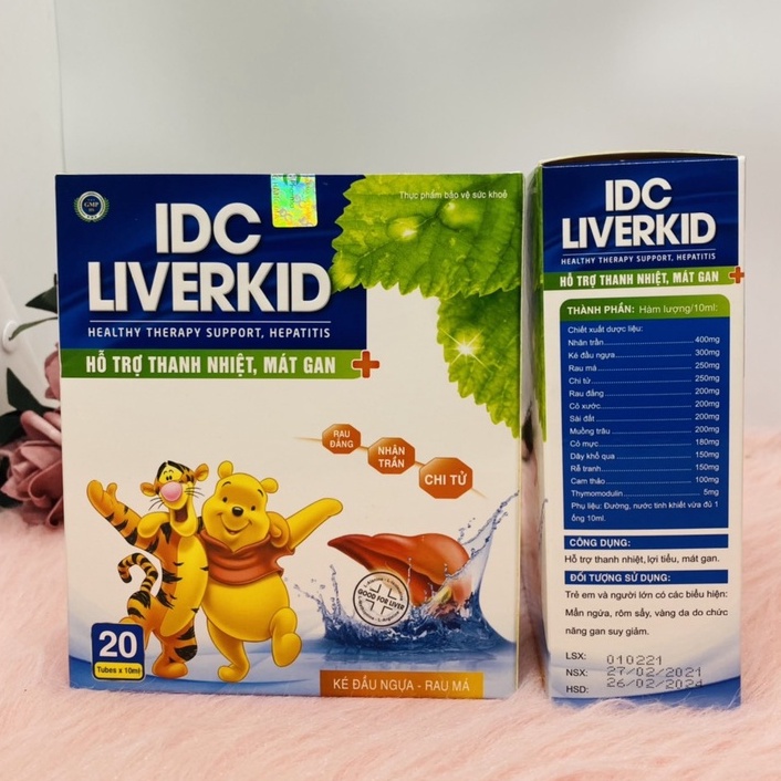 Mát gan thải độc gan IDC Liverkid hộp 20 ống giúp thanh nhiệt, mát gan, nhuận mật cho trẻ