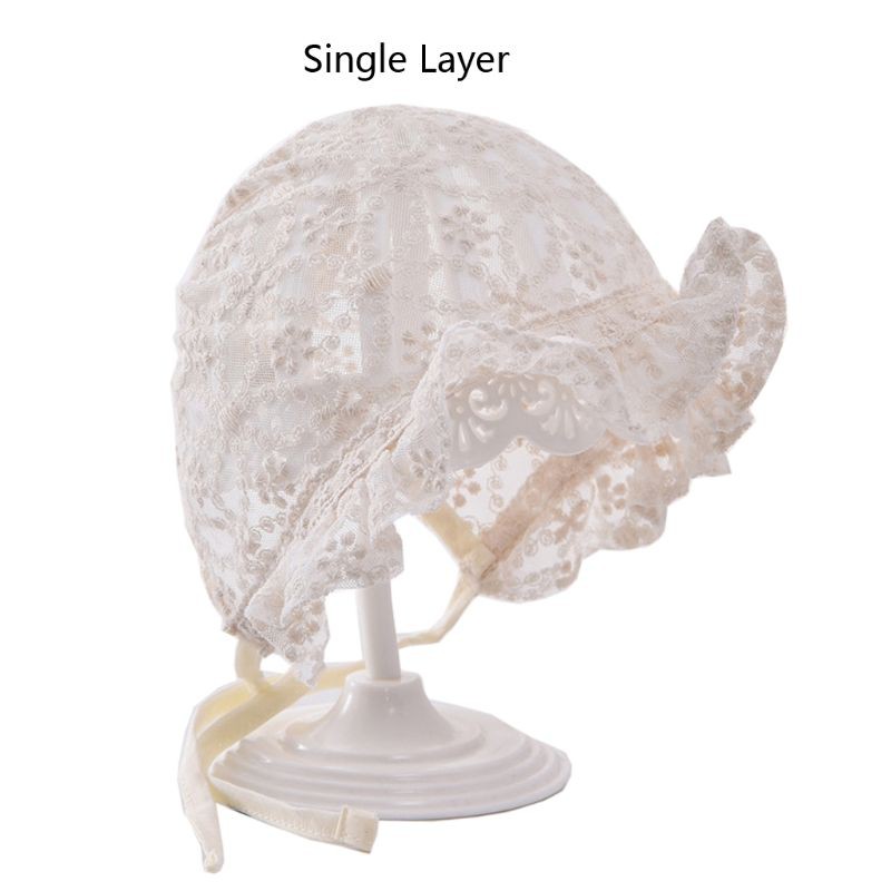 Mũ Bonnet ren thoáng khí đạo cụ chụp ảnh dễ thương cho bé sơ sinh