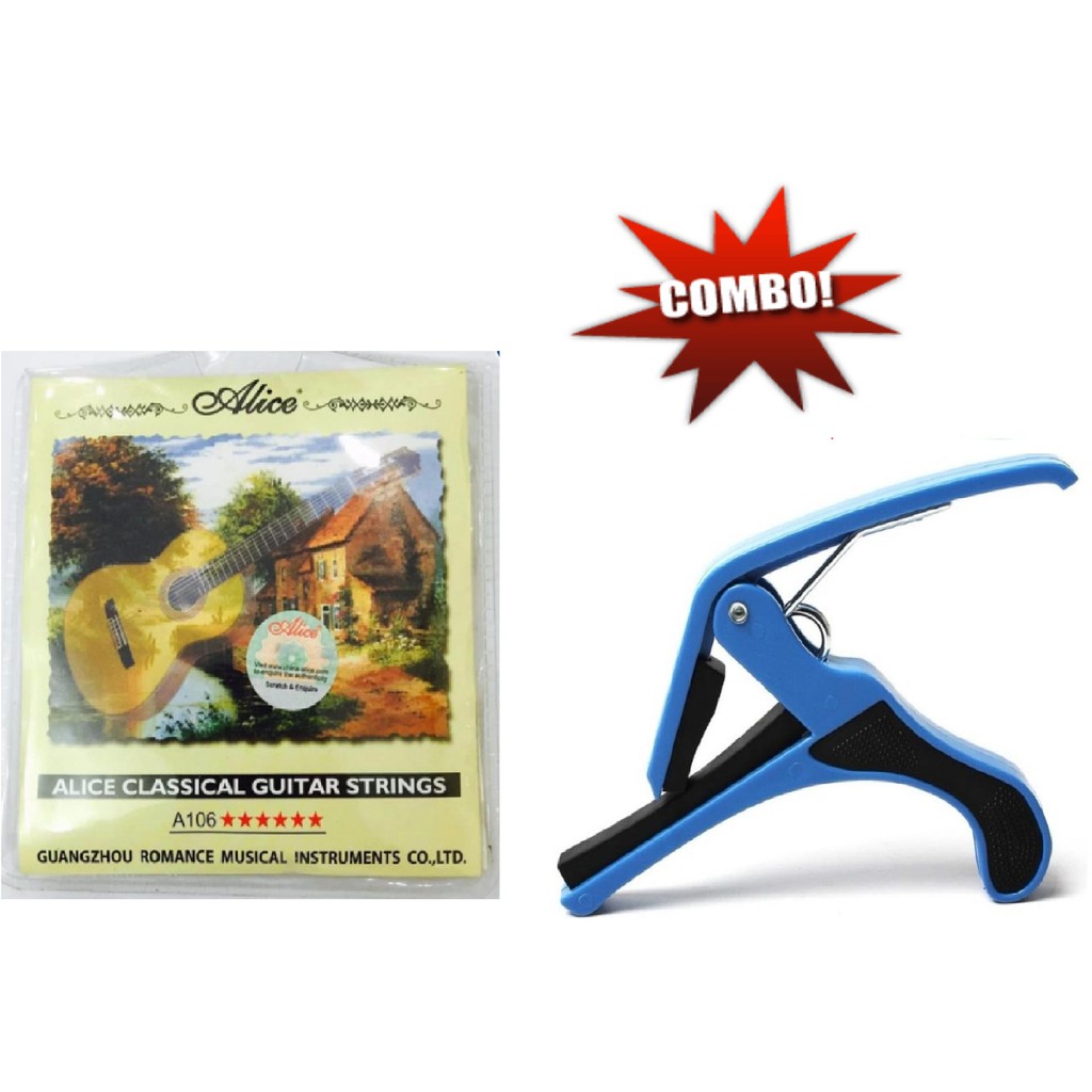 Combo Capo guitar Classic dài KBD 5A9-De + dây đàn guitar Classic 106