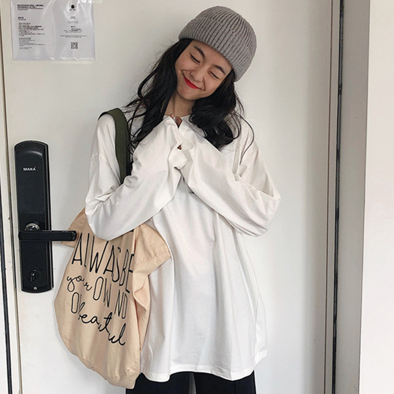 Áo Thun Tay Dài Dáng Rộng Phong Cách Thời Trang Hàn Quốc