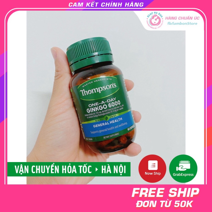 [MẪU MỚI 2022] Bổ não Thompson's Ginkgo Biloba 6000mg 60 viên - Xuất xứ Úc