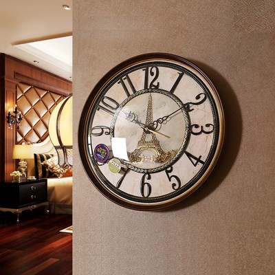 Đồng hồ treo tường cổ điển Mỹ đồng hồ treo tường phòng khách cá tính khách sạn