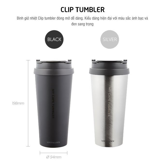 Bình Giữ Nhiệt Bằng Thép Không Gỉ Lock&Lock Clip Tumbler (540ml) - Hàng Chính Hãng