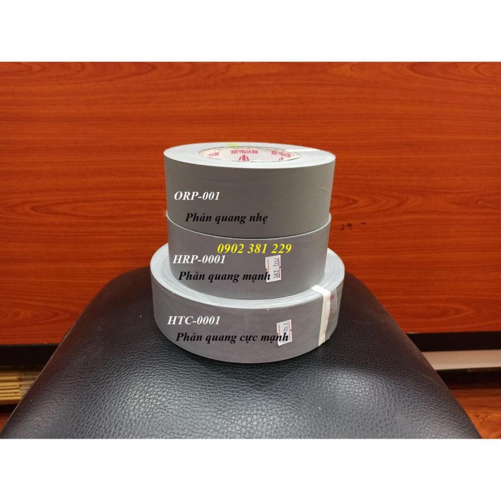 Cuộn dây phản quang vải Poly màu xám khổ 5cm x 100m - 3 cấp độ phản quang