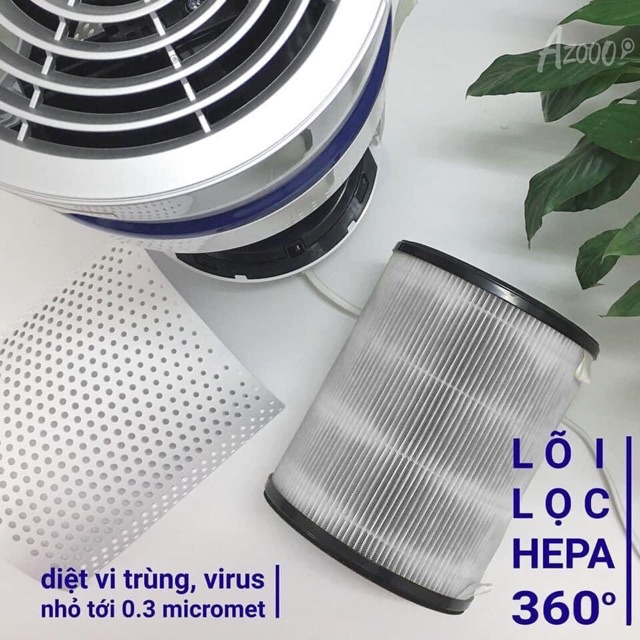 [BH 2 Năm] Máy lọc không khí HoMedics AP-T10 (Màng lọc HEPA 360 độ), Lọc sạch 99,99% virut vi khuẩn nhỏ tới 0,3 micro.