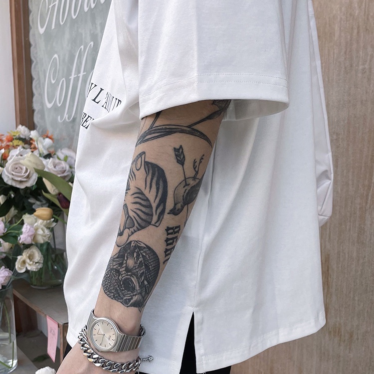 Áo thun tay ngắn cổ lọ in chữ phong cách Âu Mỹ thời trang mùa hè cho nam size S-3XL