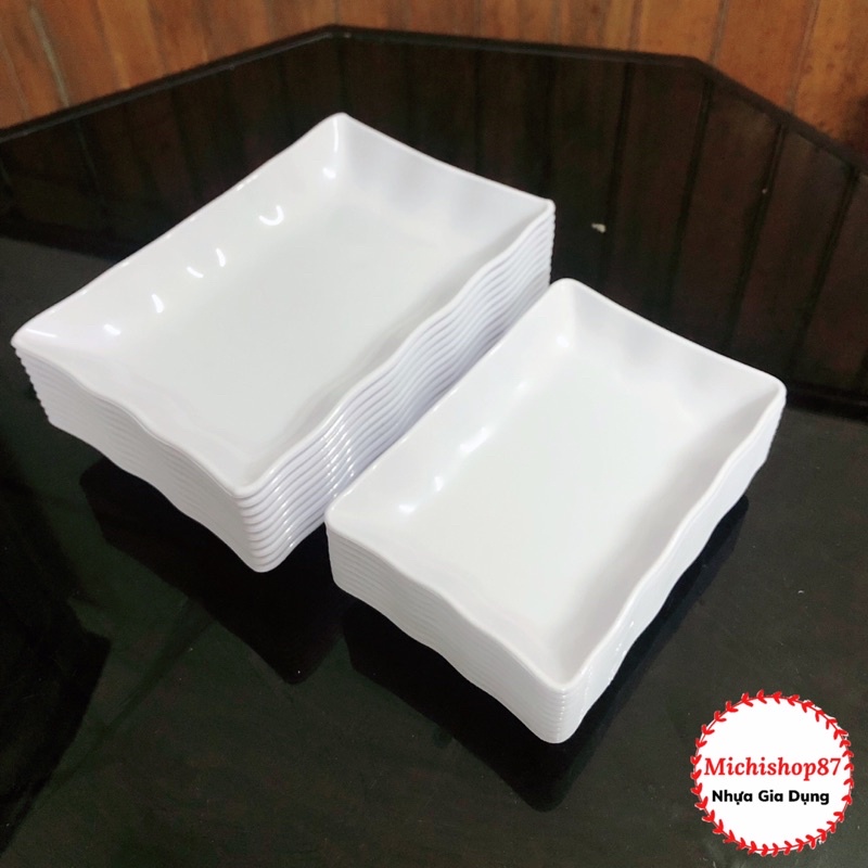 Đĩa Nhựa Phíp Chữ Nhật 2 Size Nhựa Việt Nhật CHịu Chịu Cao, Đĩa Phíp Đựng Hoa Quả, Bánh Kẹo Bền Đẹp