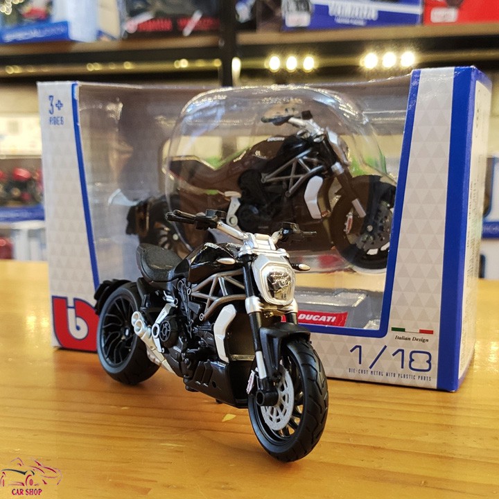 Mô hình xe mô tô Ducati XDiavel Carshop tỉ lệ 1:18 hãng Burago màu đen