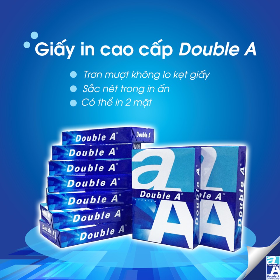 Giấy Double A Định Lượng 80G A5 đóng gói 500 tờ trên 1 ram giấy