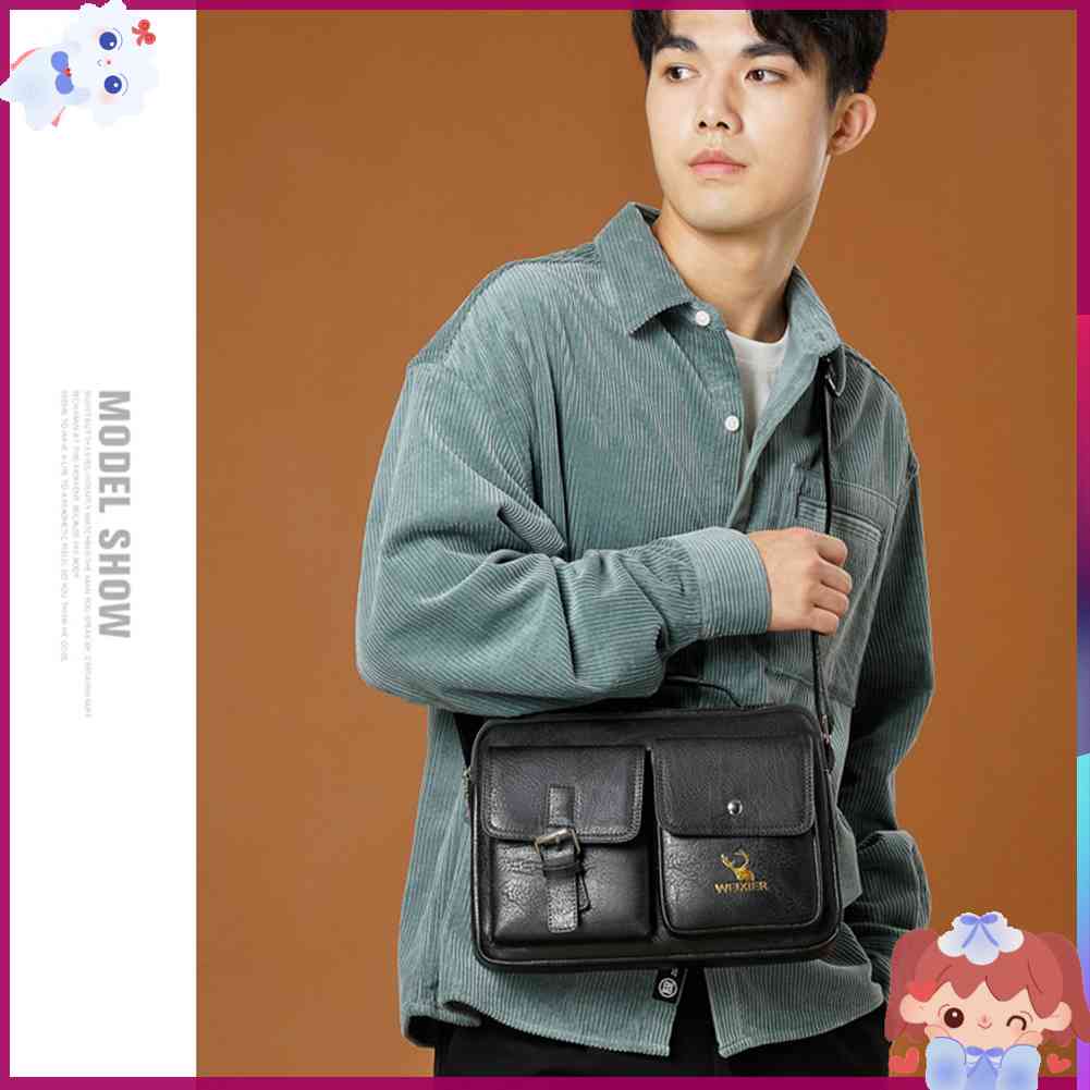 ✿Mars144✿Túi Xách Da PU Nhiều Ngăn Phong Cách Vintage Cho Nam✿