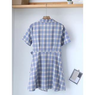 (girlxinhshop)- Đầm kẻ sọc xanh ( hình thật shop tự chụp )