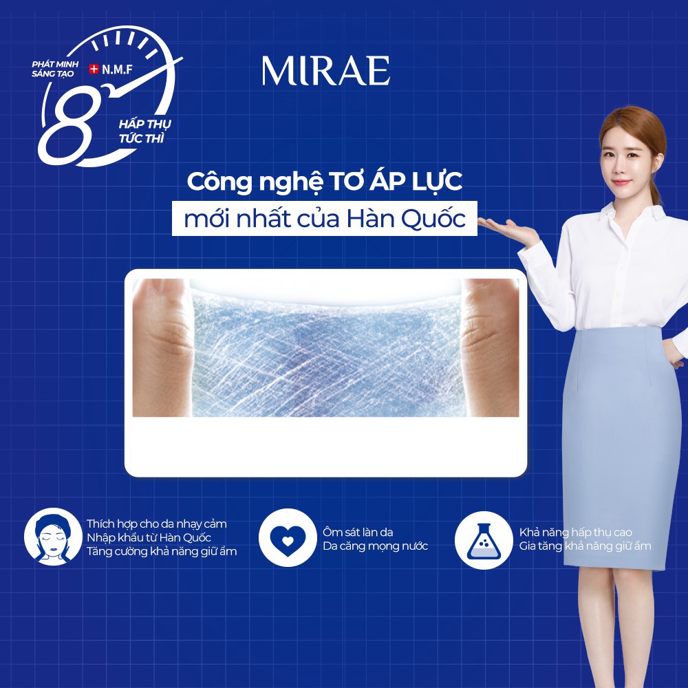 Mặt nạ Mirae EX 8 phút - [CHÍNH HÃNG] - cấp ẩm cấp tốc cải thiện da khô mang lại làn da căng mịn 20g/miếng