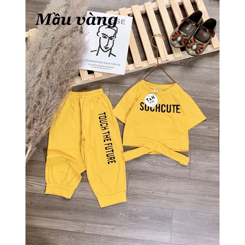 [Mã FAMAYFA2 giảm 10K đơn 50K] Bộ bé gái áo Croptop và Quần hiphop cotton thun 4 chiều 22-35kg XHN521