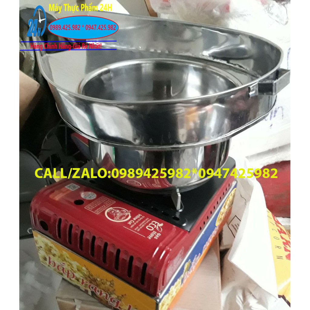 Máy nổ ngô,máy nổ bỏng bắp bơ gas van mini có máng nồi 3 lớp siêu bền