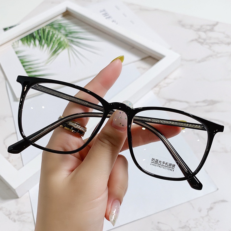 Mắt Kính Gọng Vuông Màu Kẹo Trong Suốt Chống Ánh Sáng Xanh Phong Cách Hàn Quốc