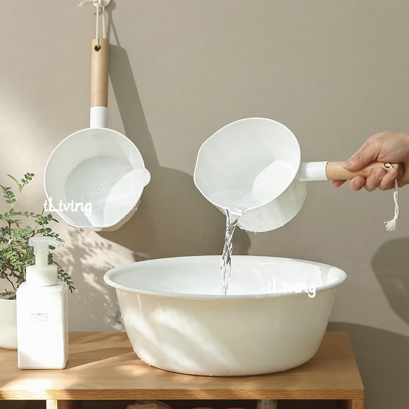 Gáo Múc Nước Cán Dài Bằng Gỗ Phong Cách Bắc Âu Cho Nhà Tắm/Nhà Bếp