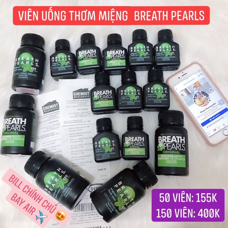 VIÊN UỐNG THƠM MIỆNG BREATH PEARLS Lọ 150 Viên và 50 VIÊN