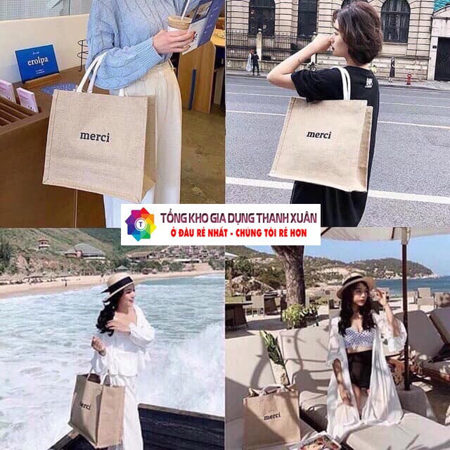 Túi Cói Merci Siêu Hot Loại To Dày Dặn ❤️RẺ VÔ ĐỊCH❤️ Túi Xách Đi Biển, Đi Chơi, Đi Du Lịch , Đi Làm