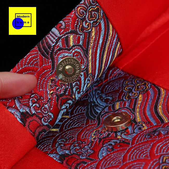 blue blue chinese embroidery Phong bì lì xì màu đỏ thêu đường gợn sóng cổ điển dùng trang trí tiệc cưới