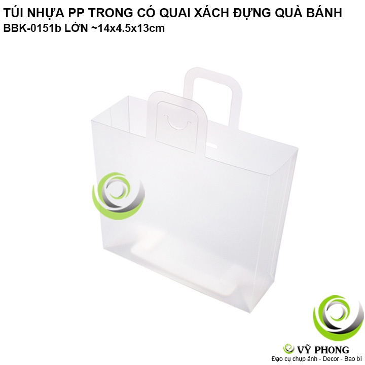 TÚI XÁCH NHỰA PP TRONG SUỐT TÚI CÓ QUAI XÁCH ĐỰNG QUÀ TẶNG ĐỰNG BÁNH KẸO CÓ NÚT KHÓA GÀI QUÀ LỄ TẾT NOEL BBK-0151