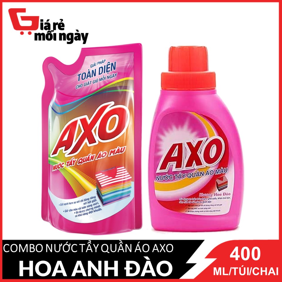 COMBO HOÀN HẢO Axo Hương Hoa Anh Đào 1 chai và 1 túi 400ml tiện lợi tiết kiệm