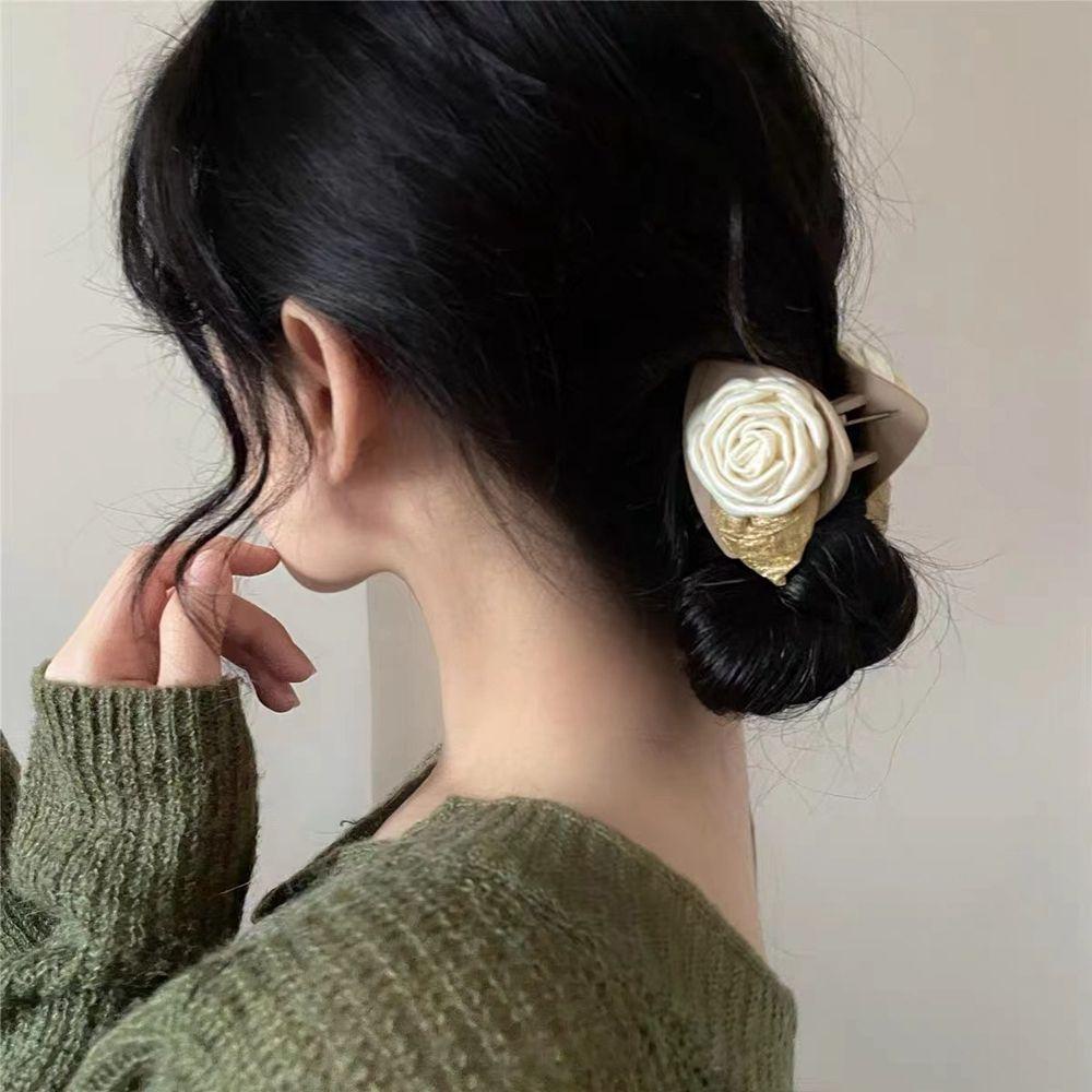 TWINKLE Kẹp Tóc Càng Cua Cỡ Lớn Hình Hoa Trà Đơn Giản Cho Nữ