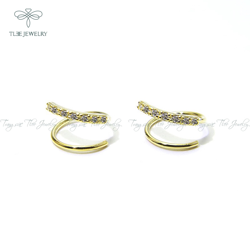 Khuyên tai bạc nữ TLEE xoắn vòng nhẹ nạm đá cao cấp NCJ B0193