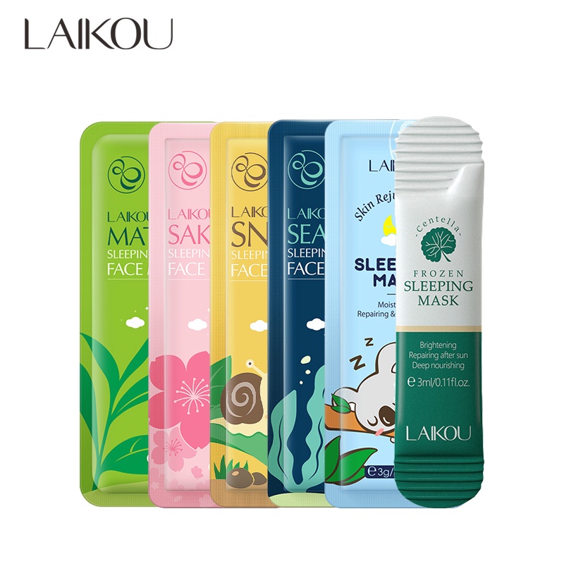 Set 6 mặt nạ ngủ LAIKOU dưỡng ẩm làm dịu 3g