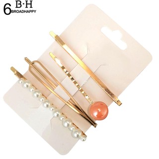 Set 4 kẹp tóc đính hạt giả ngọc trai