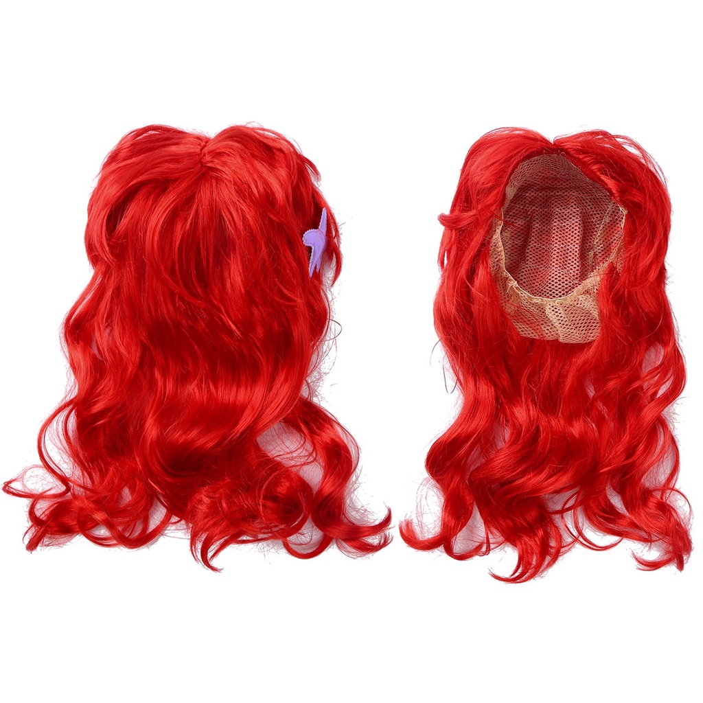 Bộ tóc giả màu đỏ cosplay nhân vật Anime nàng tiên cá dành cho bé gái