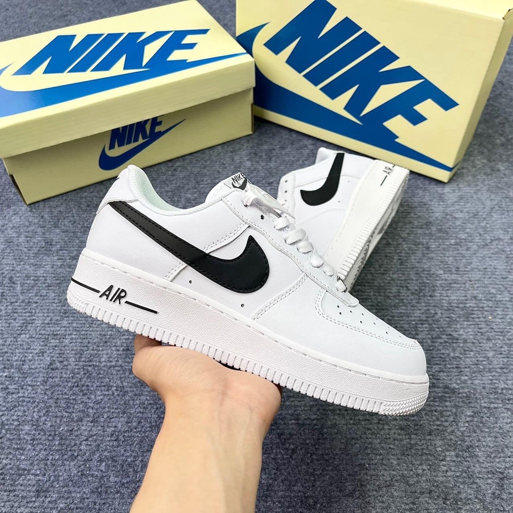 Giày Air force 1 vệt đen nam nữ, giày af1 trắng móc đen S.cấp đầy đủ phụ kiện