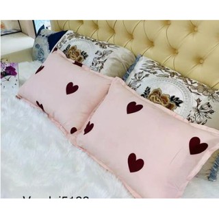rẻ vô địch combo 2 vỏ gối nằm poly mẫu tim nâu