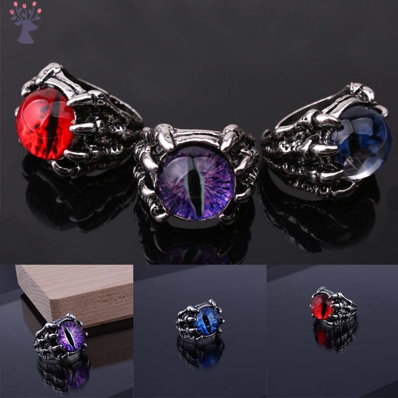 Nhẫn Hở Hình Móng Vuốt Đầu Lâu Đính Đá Zirconia Có Thể Điều Chỉnh Cho Nam Nữ