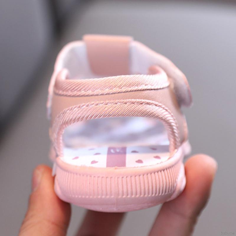 Giày sandal đế mềm chống trượt đính nơ cho bé gái