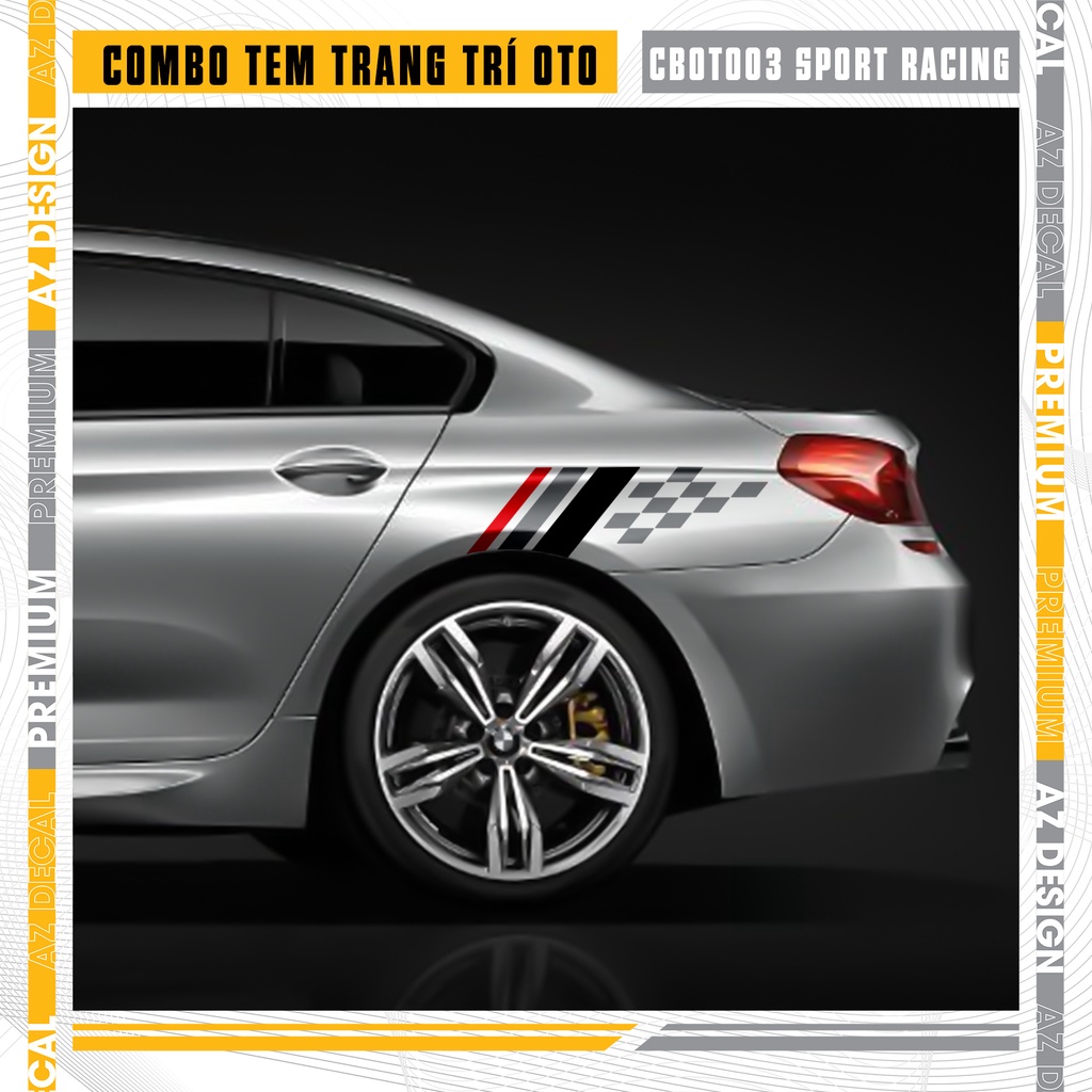 Tem Xe Ô Tô Đa Vị Trí Chủ Đề Sport Racing | CBOTO03 | Chống Nước - Chống Phai - Dễ Dán Tại Nhà