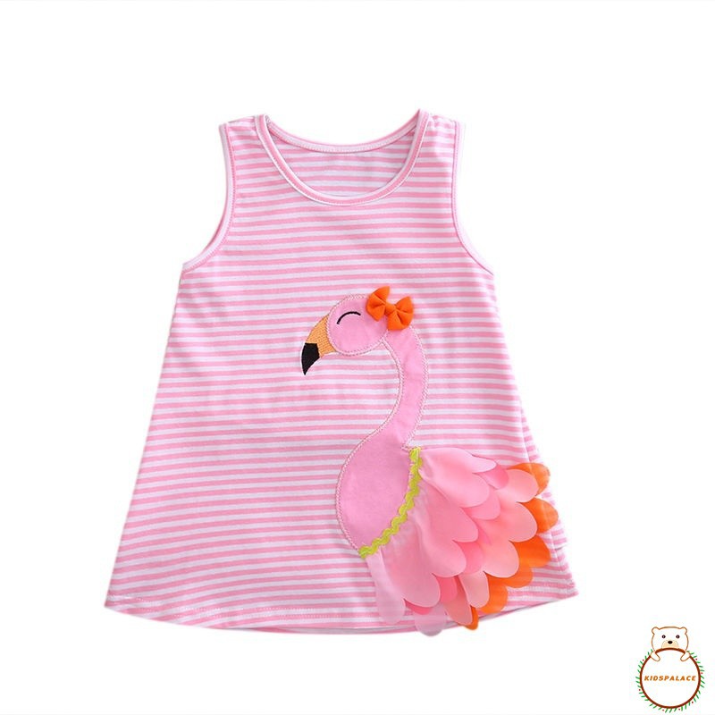 Baby Girls Kids 3D Swan Striped Dress